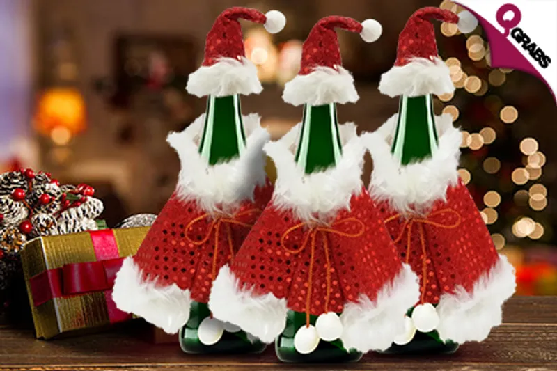 From QR29 Dine in Christmas Cheer with a Santa Costume Bottle Cozy! (Up to QR98 Value)
